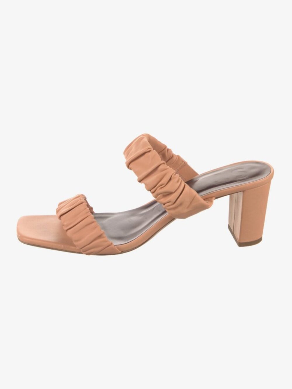 STAUD Frankie Ruched Leather Heeled Sandals Coral Size 8.5